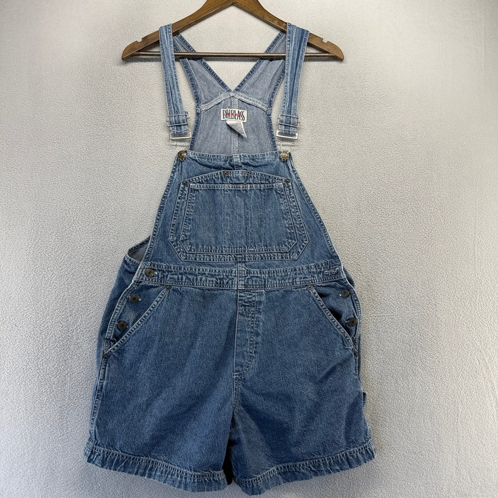 Vintage Bill Blass Overall Shorts Women Medium Blue Denim Carpenter Shortalls